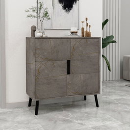 Hanah Home Darien - Gordion Marble, Black Wood